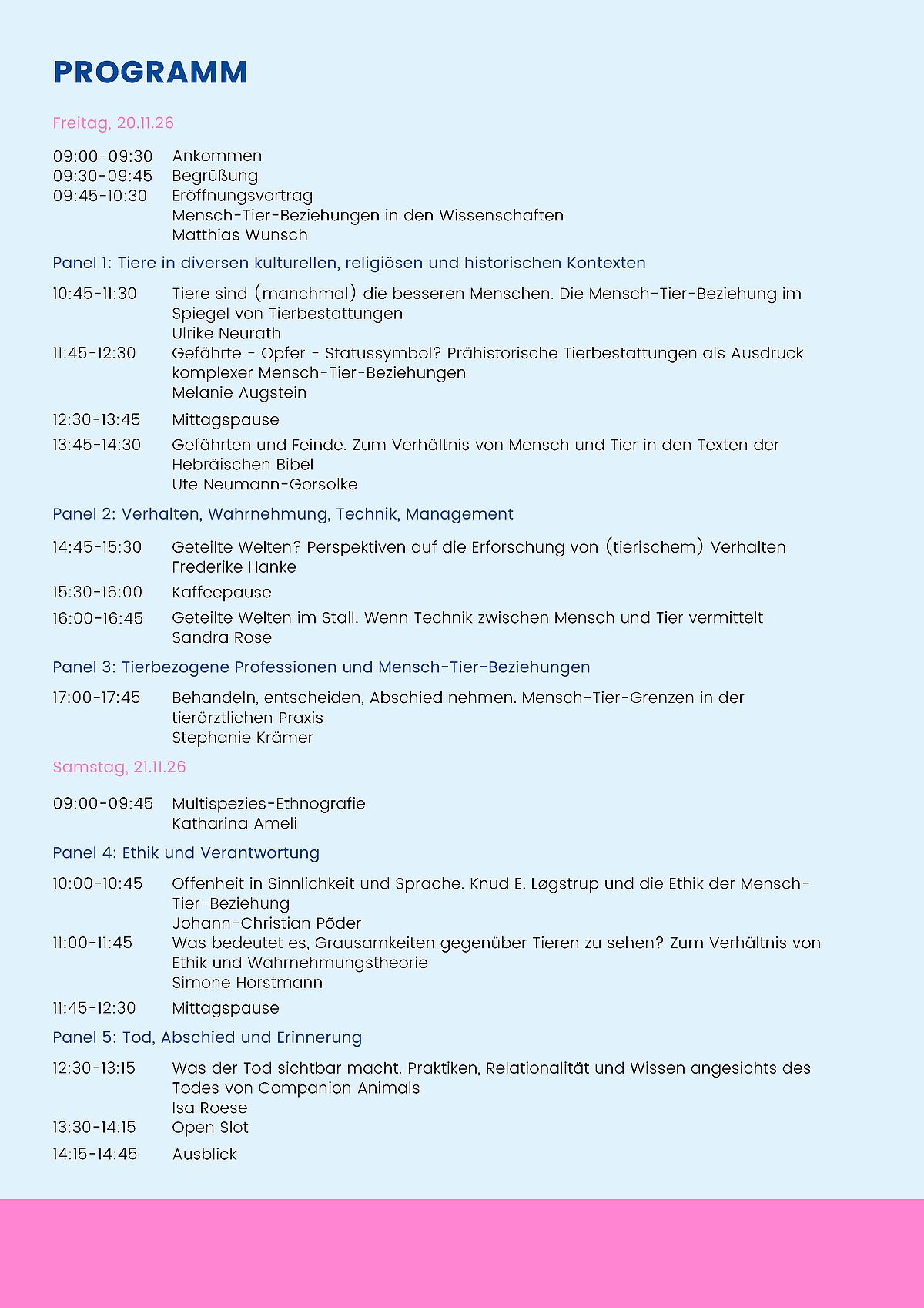 Programm der Tagung